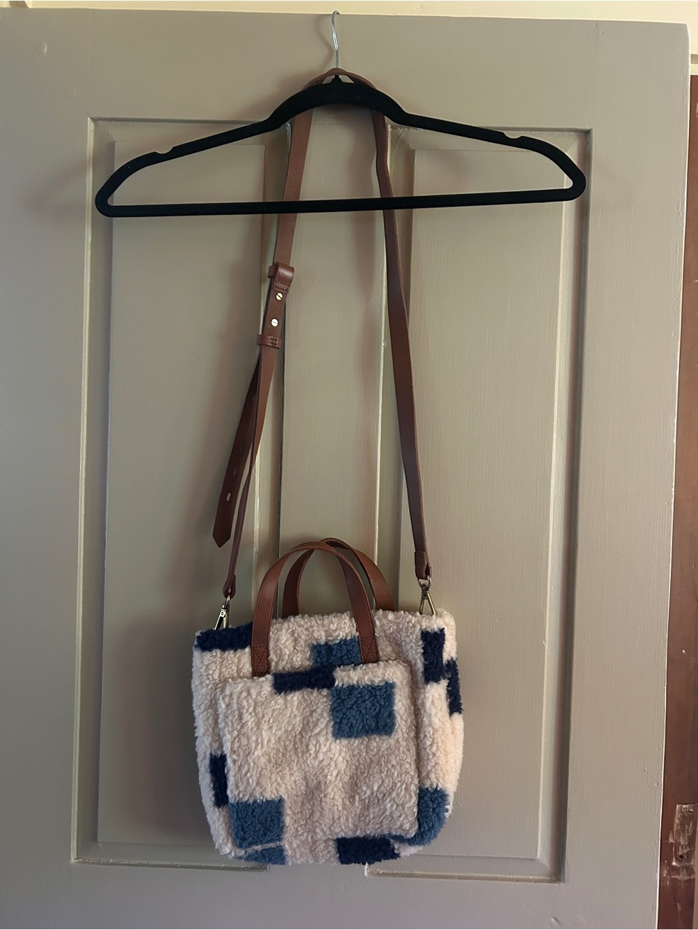 Madewell Faux Shearlinf Crossbody Top Handle Bag